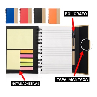 Libreta Mediana de Colores Modernos Con 70 Páginas Incluye Notas Adhesivas y Tapa Imantada (1)