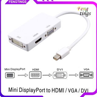 [FT] Cable adaptador portátil 3 en 1 Thunderbolt Mini Display Port a HDMI compatible con VGA DVI