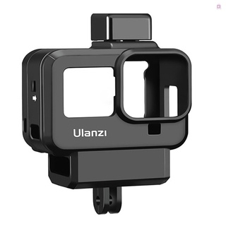 ulanzi g8-9 caja de plástico jaula vlogging marco de protección con micrófono de montaje en frío zapato y lente filtro adaptador de cámara de acción vlog accesorios compatibles con 8 (1)