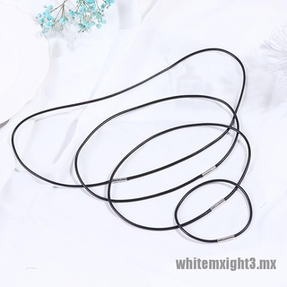 Blanco/3 mm negro cordón de cuero de cera cuerda de encaje cadena con hebilla rotativa de acero inoxidable (9)