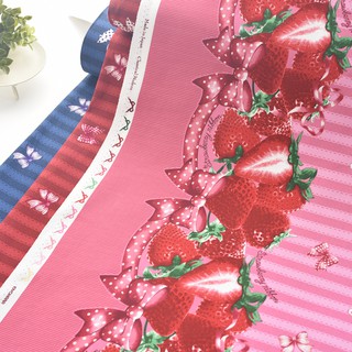 Japan imported cotton cartoon bilateral positioning fabric big strawberry dress skirt dress skirt children&#39;s clothing handmade DIY