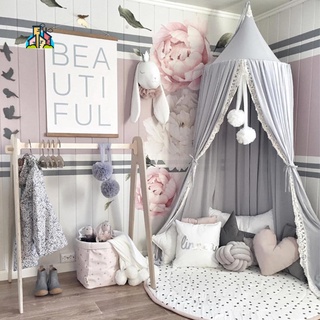 Venta caliente| 240 cm niños bebé habitación cama cortina punta cúpula encaje gasa Canopy mosquitera