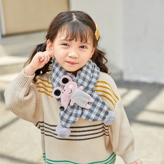 ❤️MISS XU❤️Bufanda de algodón de otoño e invierno para niños bufanda de algodón de dibujos animados para bebés bufanda versátil a cuadros coreanos para niños y niñas bufanda❤️ 0lGh