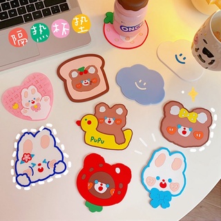 <24h delivery>W&G Cartoon thermal insulation silicone tea coaster heat-resistant water coaster (7)