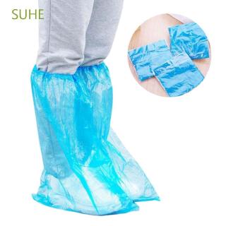 SUHE 5 pares de fundas desechables de plástico de alta parte superior para zapatos de lluvia