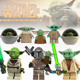 Yoda Minifigures Compatible Lego Star Wars Mandalorian Baby Yoda Building Blocks Kids Toys