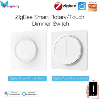 angelcity2 EU ZigBee Smart Rotary/Touch Light Dimmer Switch Life/Tuya APP Control Remoto Funciona Con Alexa Google Assistants angelcity2