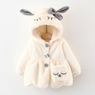 Lindo conejo de felpa bebé Chamarra de primavera y otoño niños con capucha ropa de abrigo de 1-3 años de edad bebé niñas abrigo (4)