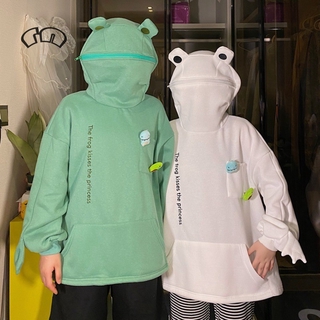 Fleece Hoodies Frog Hoodie Winter Warm Thick Loose Oversized Sweatshirt Outwear Hooded Pullover Soft Teens (1)