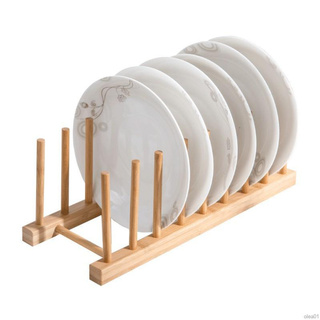De madera de bambú estante de platos titular de la cocina gabinete de almacenamiento organizador para plato/plato/taza/taza/taza tapa/tabla de cortar