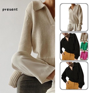 pr Autumn Winter Knitted Pullover Solid Color All Match Sweater Knitted for Daily Wear