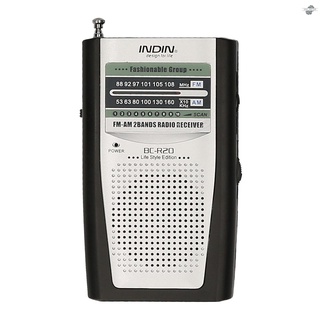 indin bc-r20 am fm radio portátil de bolsillo mini reproductor de música operado por 2 aa batería altavoz inalámbrico para casa y exterior