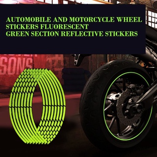 pegatinas de rueda de automóvil y motocicleta pvc fluorescente verde sección pegatinas reflectantes pegatinas de rueda 1 pieza