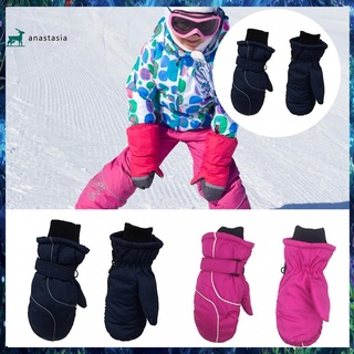 [An] Stock Poly Pongee Snow Mittens Windproof Comfortable Kids Mittens Fastener Tape for Outdoor