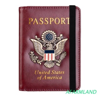 AFARMLAND Titular De Pasaporte Cubierta Cartera Bloqueo RFID Tarjeta De Cuero Caso Organizador De Documentos De Viaje