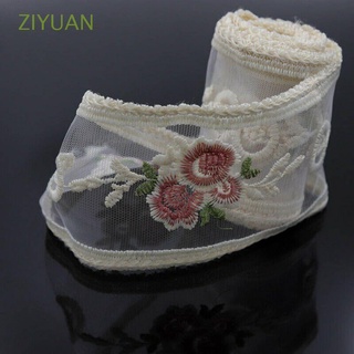 ZIYUAN Bridal Lace Ribbon Tulle DIY Lace Trims Accessories White 1 Yard Sewing Craft Performance Embroidered