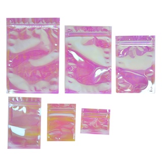 doris* 100 bolsas de papel plano con cremallera, bolsa de cosméticos, color rosa, transparente, mini gruesa, mylar, bolsas resellables, a prueba de olores, ziplock
