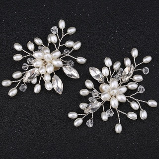 2 piezas elegante moda rhinestone perla zapatos clips flor vestido sombrero boda fiesta