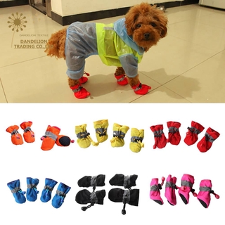 [Dandelion] 4 Unids/Set Antideslizante Zapatos Para Cachorros De Suela Suave Perros Mascotas Impermeable Cuidado De Pata De Accesorios Impermeable zapatos para perros (2)