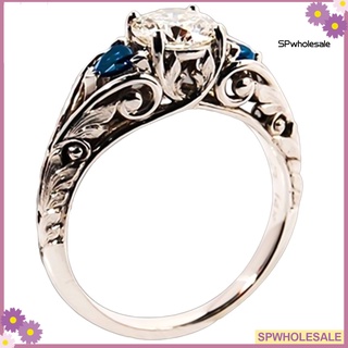 [sp] anillo redondo con incrustaciones de diamantes de imitación con incrustaciones de diamantes de imitación para novia