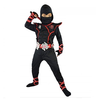 Cosplay Halloween Ninja Traje Muscular Samurai Niños Rendimiento Negro Guerrero Modelado Disfraz cross Vestir