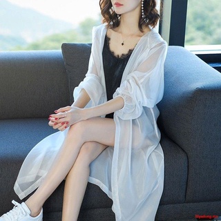 [spot goods] protector solar ropa mujer s media longitud suelta sobre la rodilla verano 2020 nuevo abrigo moda hadas versión coreana de super hada gasa ultra-delgada