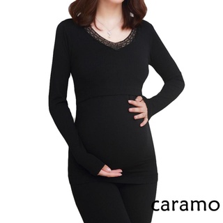 ❉ AC ✲ Mujeres Embarazadas Lactancia Materna Ropa Interior Traje , Manga Larga Color Sólido Cuello En V Tops + Cintura Elástica Pantalones Conjunto