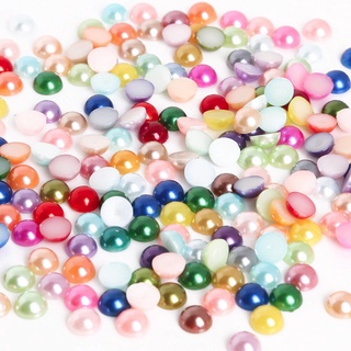 Aryastark 8 mm 200Pcs ABS imitación perlas perlas multicolor media perla cuenta plana de nuevo para bricolaje joyería hacer accesorios