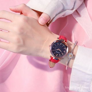 【Productos de punto Tiro Real】 Reloj luminoso estudiante femenino unicornio Mori chica Linda Simple cielo estrellado reloj impermeable (6)