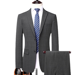 (Chaqueta + Pantalones) nuevo hombre traje para fiesta de graduación o boda Slim esmoquin hombres Formal trabajo de negocios trajes de 2 uds Conjunto elegante hombre vestido 4XL