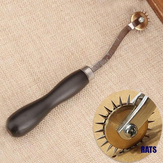 (ratas) marcador de cuero de la rueda de coser práctico mango de madera de la rueda de cuero herramienta de costura