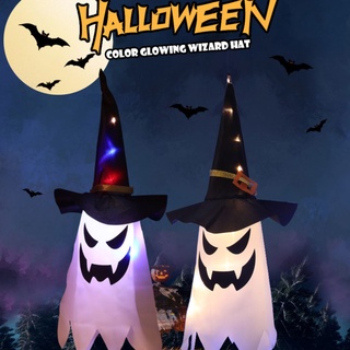 Halloween decoración LED luz intermitente Gypsophila fantasma Festival vestir brillante mago fantasma sombrero lámpara decoración linterna colgante