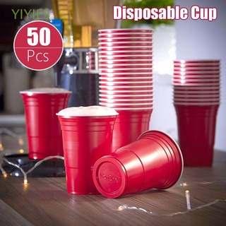 yiyies 50 unids/set taza de plástico 16 oz fiesta suministros jugo taza rojo bar artículos para el hogar beber de alta calidad hogar/multicolor
