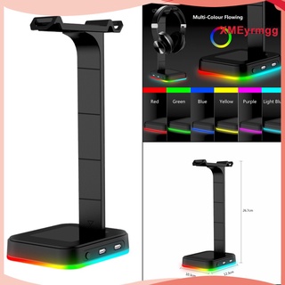 [XMEYRMGG] RGB Headphone Stand with USB Hub Desk Gaming Headset Holder Hanger, Suitable for Gamer Desktop Tabletop Game Headphone