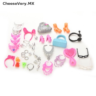 [cheesevery] accesorios de muñeca bolsos collar peines zapatos pendientes para barbie muñeca niños regalo [mx]