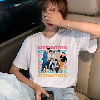 Kpop DYNAMITE Mujer Verano Blanco Camiseta Moda Fondo Camisa
