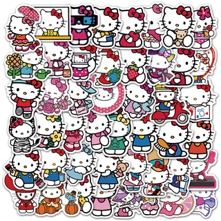 50 pegatinas de carácter coreano lindo de hello kitty, pegatinas de equipaje portátil impermeable diy