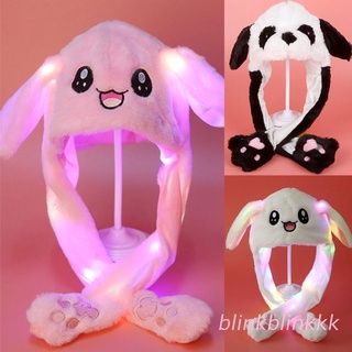 Blink Light Up-Sombrero De Animales De Felpa Con Orejas Móviles , Diseño De Conejito , Panda , LED (1)