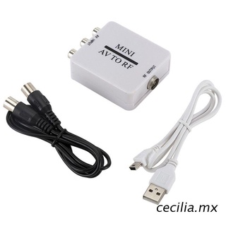 cecilia Mini HD Video Converter Box RCA AV CVSB to RF Video Adapter Converter Support RF 67.25Mhz 61.25Mhz AV To RF Scaler TV Switcher