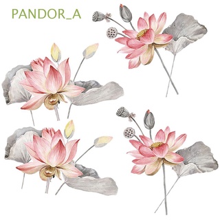 PANDOR_A Arte Vinilo decorativo Lotus CLORURO DE POLIVINILO Caligrafía Flor Fondo de pantalla Mural Etiqueta de inicio Vinilo chino