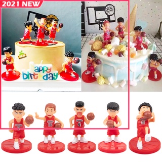 5 unids/Set de figuras de baloncesto adornos para tartas, decoración de fiesta de cumpleaños, baloncesto, adornos con Base de decoración de tartas