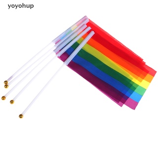 yoyohup 5x arco iris de mano ondeando bandera gay orgullo lesbiana paz lgbt banner festival mx