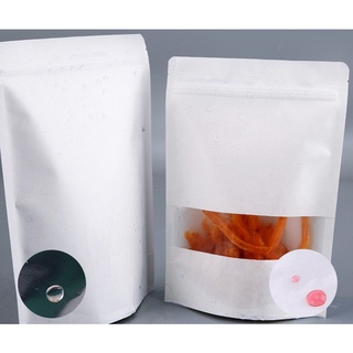100 bolsas de papel kraft blanco con cremallera, soporte delantero, mate, ventana translúcida (3)
