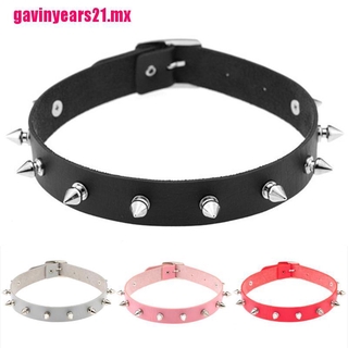 Punk Lady Gothic Leather Choker Heart Chain Spike Rivet Buckle Collar Necklace (3)