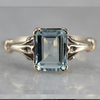 princesa cuadrada azul anillo de boda moda anillo de joyería