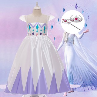 verano trailing vestido chica frozen 2 halloween cosplay disfraz princesa anna aisha vestido + caña de corona gratis