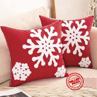 【Christmas Series】Christmas Velvet Plush Embroidered Cushion Dutch Snowflake Velvet Pillowcase D5P8 (1)