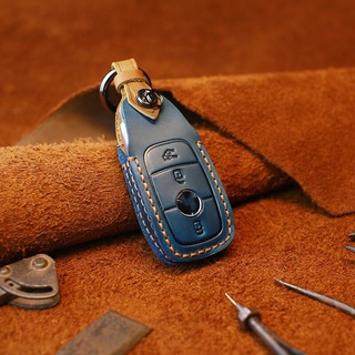 Funda de la llave del coche de la cubierta de la llave de la bolsa para Mercedes Benz a C E S clase W221 W177 W205 W213 titular de Shell de cuero llavero accesorios