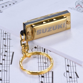 suzuki mini 5 agujeros 10 tonos armónica llavero llave de c dorado