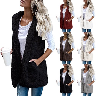chaleco para mujer invierno cálido sudadera con capucha outwear casual abrigo de imitación cremallera hasta Chamarra sherpa (vbmnghj546.mx) (1)